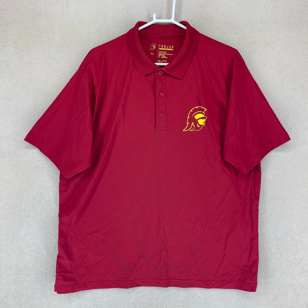 Trojan Apparel USC Trojans Polo Shirt Mens XL‎ Red Short Sleeve Polyester